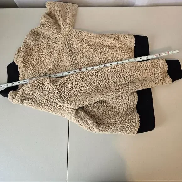 Anthropologie Marrakech Sherpa Bomber Jacket Women's S Tan Black Zip Up - Picture 11 of 14